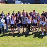Childcare students at West Nottinghamshire College in Mansfield all set to embark on their sponsored walk.