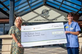 Lisa and Alison at John Eastwood Hospice with the cheque for £1,500 from Barratt and David Wilson Homes