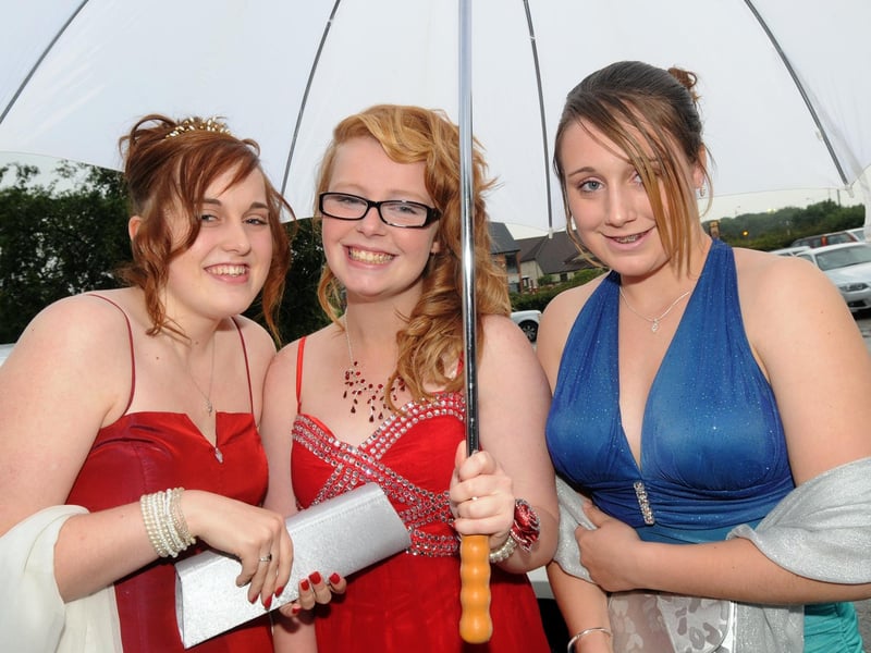 Kirkby College Prom at The Derbyshire Hotel in 2012. Left to right; Lauren Hodds, Shannon Whetton and Stephanie Water House