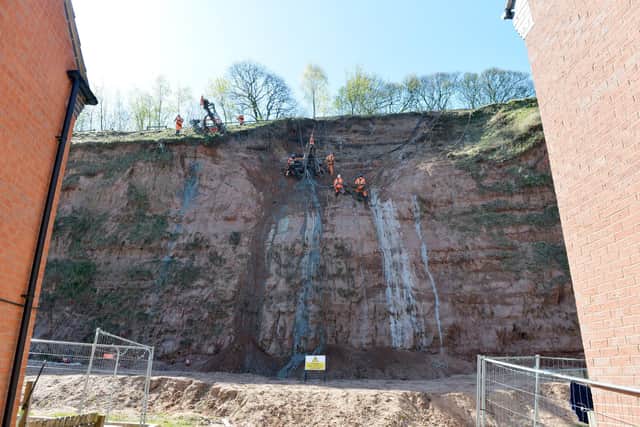 Work is underway to stabilise the cliff face at the former Berry Hill Quarry in Mansfield following previous landslips.