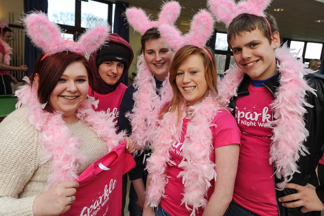 Launch of Sparkle Night Walk, Ashgate Hospice's biggest fundraiser of the year. Pictured are Level 2 Health and Social Care students from Chesterfield College. L-r is Sarah Kitsull, Steven Tuckwood, Michael Pryjdem, Kelsey Vaughan and Kai Gibbs.