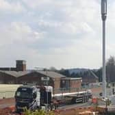 The controversial 5G mobile-phone mast was erected close to residents' homes on Botany Avenue and Marriott Avenue in Mansfield.
