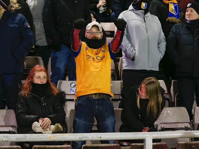 Mansfield Town fans at Northampton Town last night.