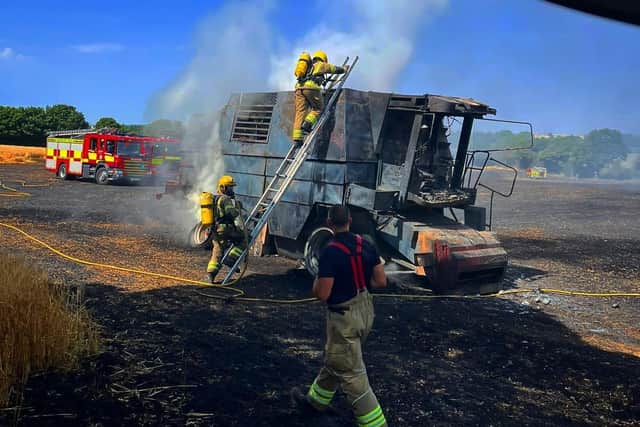 Derbyshire fire crews also attended a field fire and combine harvester well alight on Monday
