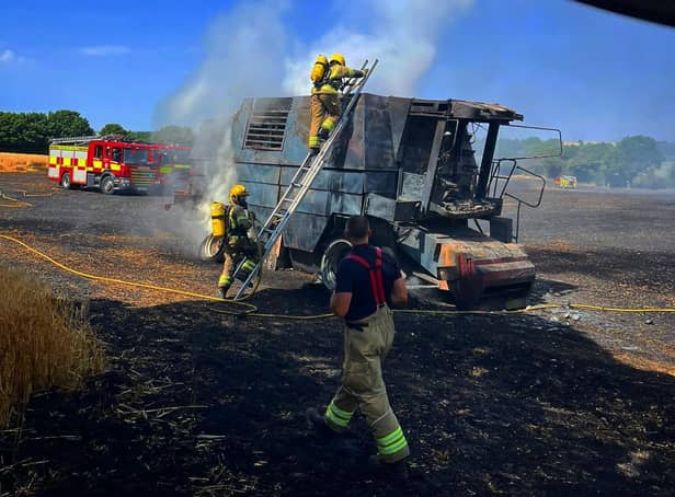 Derbyshire fire crews also attended a field fire and combine harvester well alight on Monday