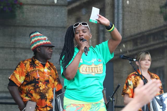 Mansfield Carnival, entertainment on the stage in the Market Place.