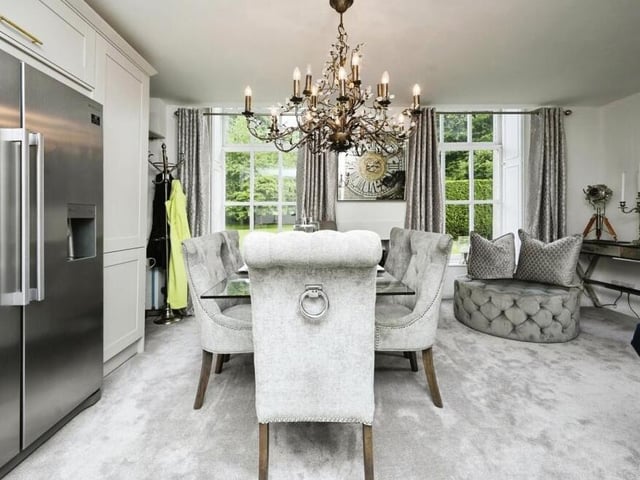 Dinner is served under the chandeliers, and with views of the glorious gardens. The true life of a lord or lady of the manor!