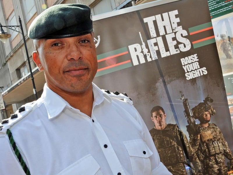 The Rifles were in town trying to promote a career in the army for young people. Captain Gary Case, originally form Mansfield, organised the event.