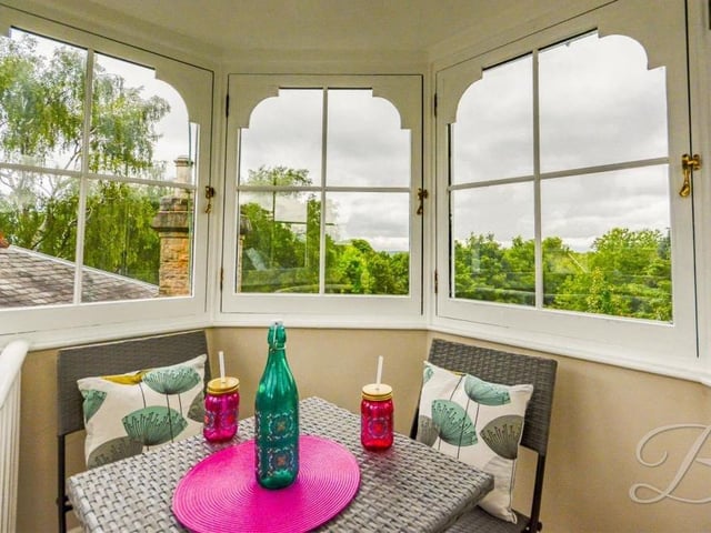And here's the photo you've all been waiting for!.....that amazing tower. It sits proudly on top of the mansion and provides superb 360-degree views over the grounds, which span seven-tenths of an acre. You can access it from the landing.
