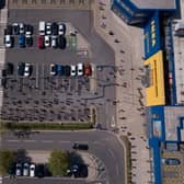 Huge queues form at Ikea, Nottingham.  June 01 2020.   Ikea is reopening 19 stores across England and Northern Ireland today following new guidelines for essential retailers earlier this month.  The homewares chain said social distancing wardens will patrol the store and the number of customers would be limited.