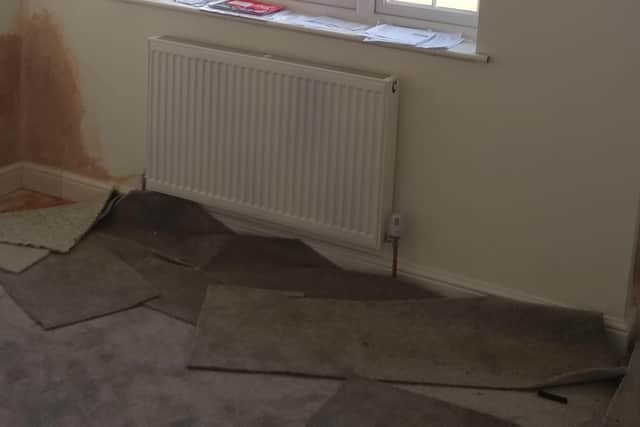 The living room after considerable restoration work.