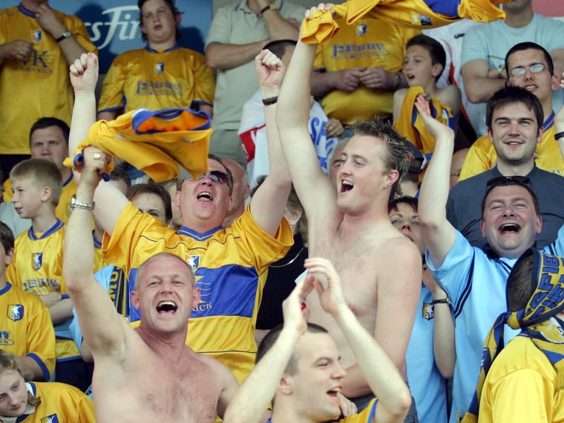 Sheer joy for the Stags fans as they celebrate Junior Mendes' strike aagainst Northampton.