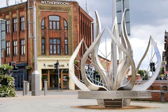 The sculpture in Kirkby town centre