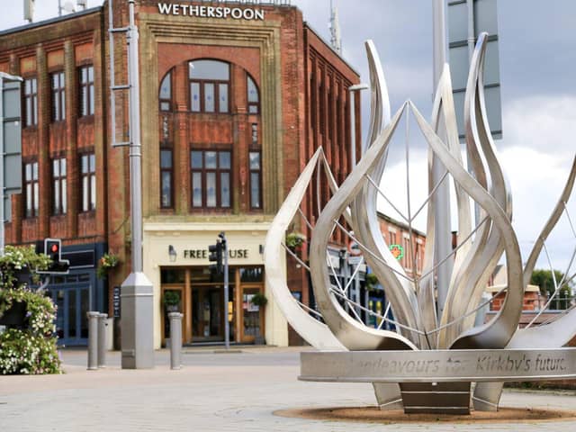 The sculpture in Kirkby town centre