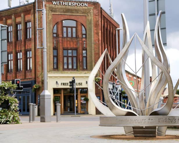 The sculpture in Kirkby town centre