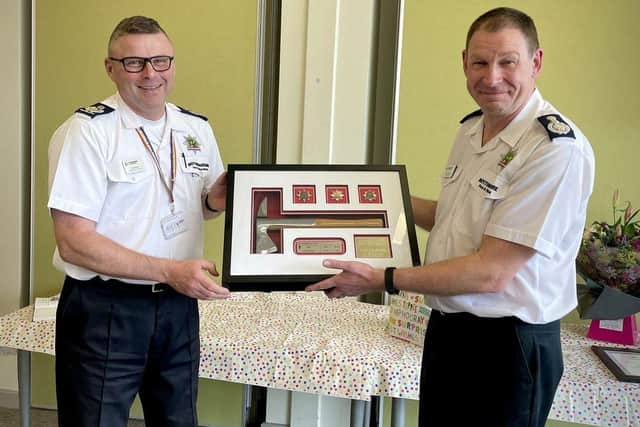 Craig Parkin (left) is taking over as new chief fire officer for Nottinghamshire from John Buckley (right)