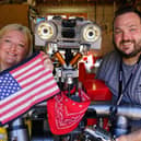 Ryan and Stacy Howard are off to Texas with their Johnny 5 model from Short Circuit