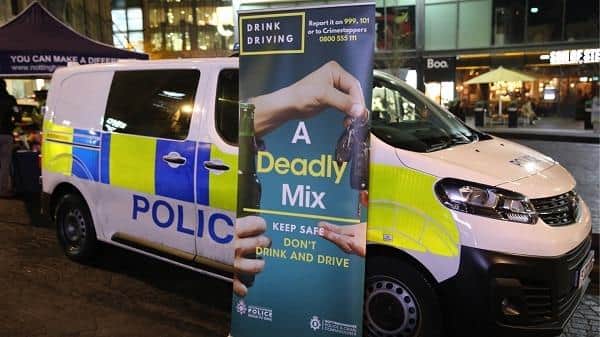 Roadside alcohol and drug tests were conducted on 168 people – 84 of whom were charged with criminal offences. Image: Nottinghamshire Police.