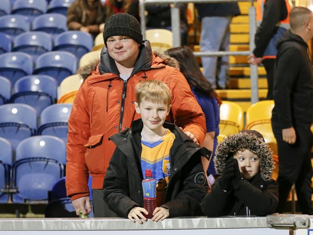 Mansfield Town fans ahead of the 0-0 draw with Newport County.