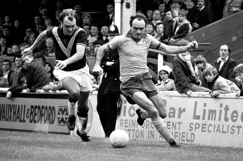 John Aston during a game at home to Burnley in Sept 1977.