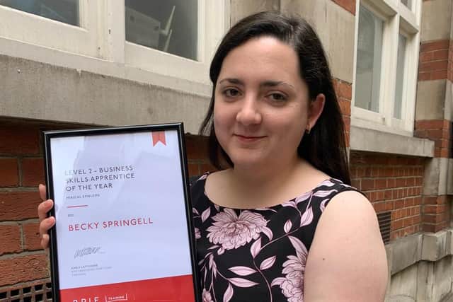 Apprentice of the year Becky Springell with her award.