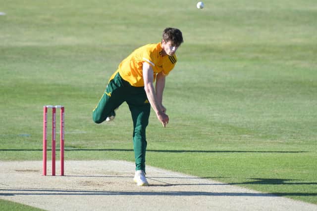 Calvin Harrison took 4 for 36 as Notts crushed Durham. (Photo by Tony Marshall/Getty Images)