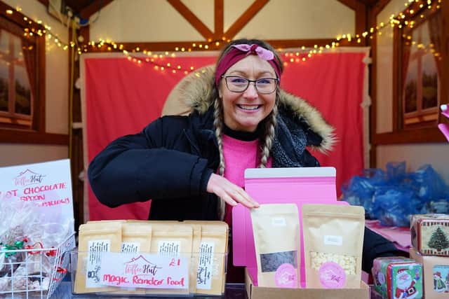 Rachel Richards is the Toffee Hut owner. The café is located on Regent Street, but during Christmas 2022, Rachel and the team brought the sweet treats down to shoppers on the market.