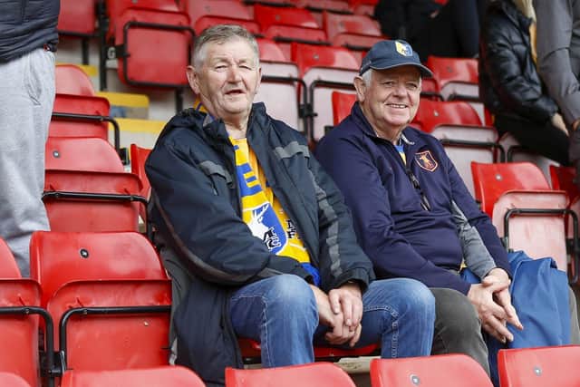 Mansfield Town fans ahead of the opening day draw at Crewe