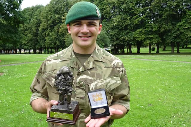 Private Alex Spiers won two awards at his passing out parade. Photo: Garry Fox/MoD