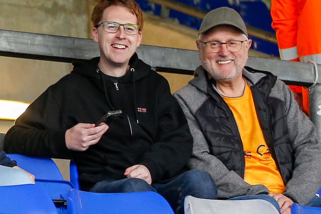 Mansfield Town fans enjoy the 3-0 win at Oldham Athletic.