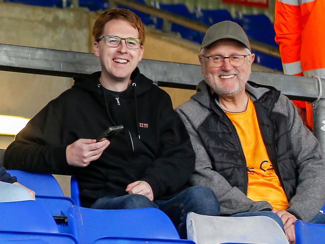 Mansfield Town fans enjoy the 3-0 win at Oldham Athletic.