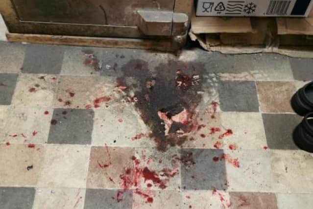 Blood at the scene of one of Paddon's burglaries.