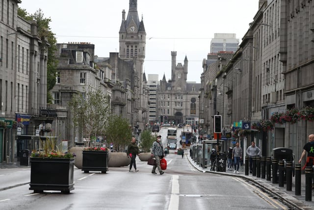 Union Street in Aberdeen after bars, cafes and restaurants have been ordered to close. Pic:: Andrew Milligan/PA Wire