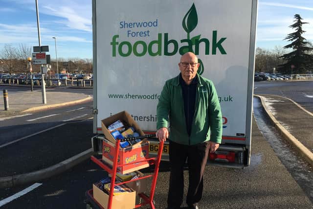 Sherwood Forest Food Bank collecting donations.