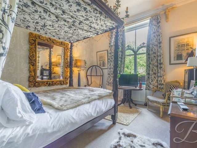 One of the six bedrooms at the £850,000 property is on the ground floor. A beautiful, comfortable space, it has fitted carpets and a window overlooking the back garden.