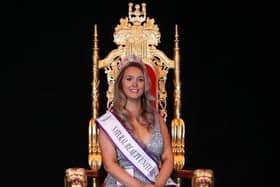 The queen on her throne -- Nikita Wilson, 23, after winning the Ultimate Natural Beauty UK Charity title.