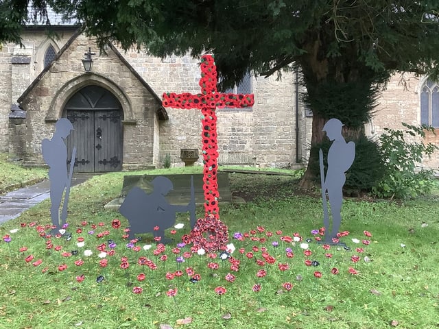Remembrance display at St Michaels Church, Pleasley. The work was carried out by Carole and Billy Harrison, with the help of Dorothy Sadler.