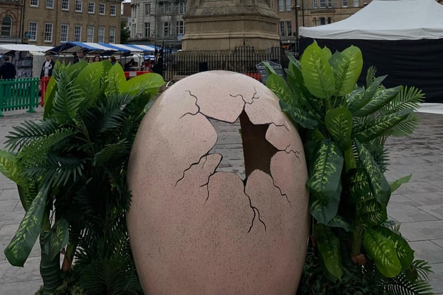 There were plenty of photo opportunities around, as dinosaur egg cracks open in Mansfield market.