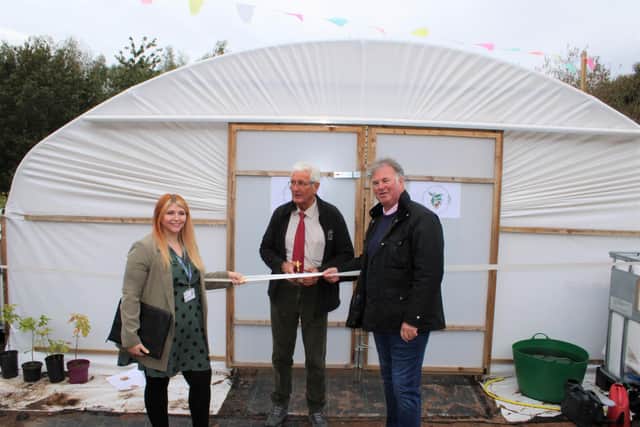 Coun Emma Oldham, Patrick Candler and Andy Statham opening the Community Tree Nursery