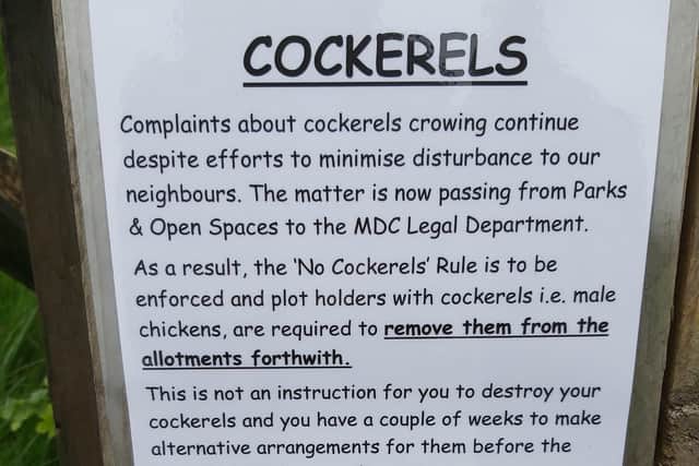 The banning notice that appeared at Whinney Lane Allotments.