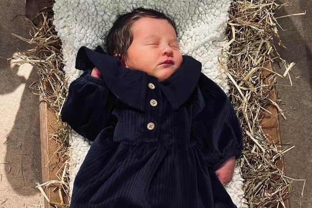 Baby Miley in the manger at the service. Photo: Submitted