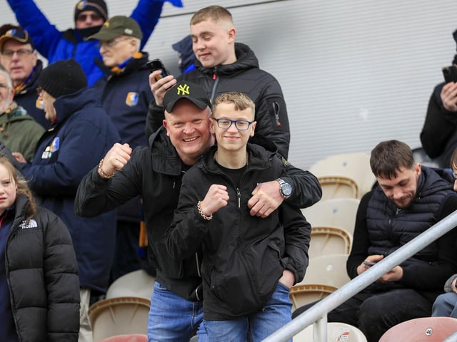 Mansfield Town fans enjoy the day at Newport County.