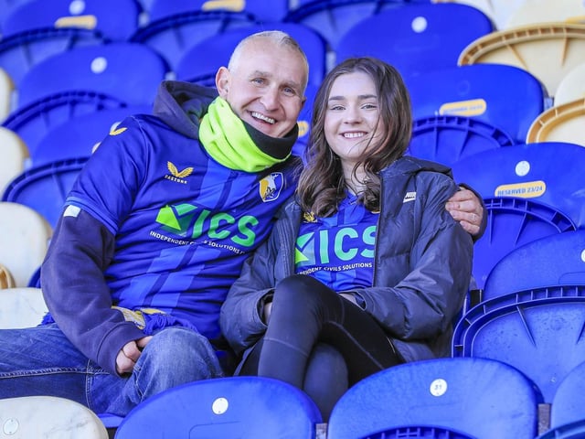 Mansfield Town fans ahead of the draw with Colchester United.
