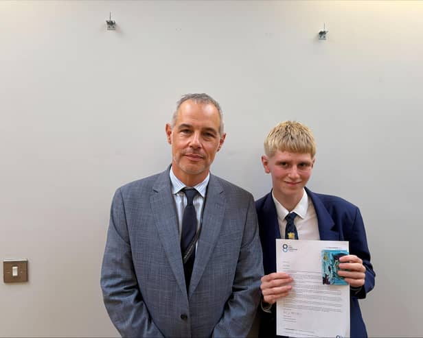 Ethan with The Manor Academy headteacher Rob Gladwin