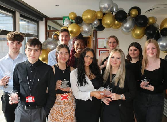 Some of the winners celebrate their accolades at the business awards. Picture: West Nottinghamshire College