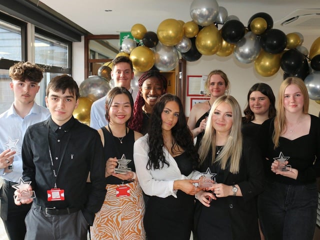 Some of the winners celebrate their accolades at the business awards. Picture: West Nottinghamshire College