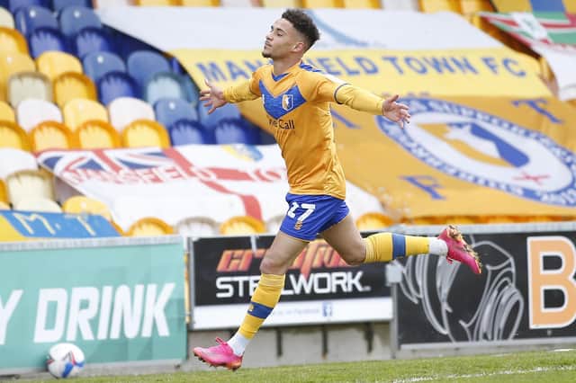 Tyrese Sinclair celebrates his goal last weekend - but he and others could have had more.