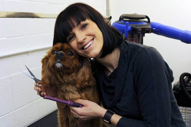 Helen Gill opened a new dog grooming parlour in Worksop called Wagz in 2010.  Helen pictured with her dog Bobby
