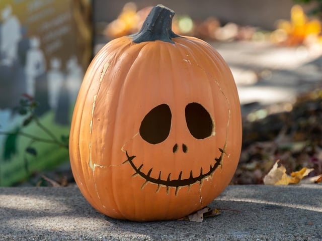 Take inspiration from your favourite Halloween movies, like the Nightmare Before Christmas with this Jack Skellington pumpkin.