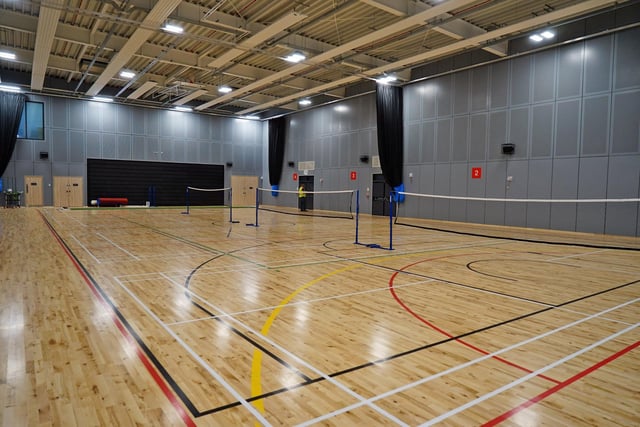 The sports hall has space for three badminton courts,